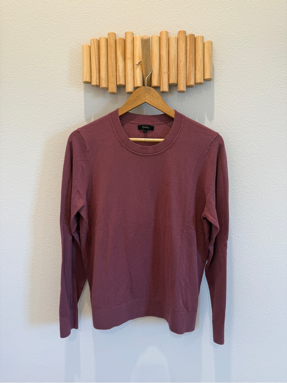 Quince Lightweight Crewneck in Mauve Cotton Cashmere